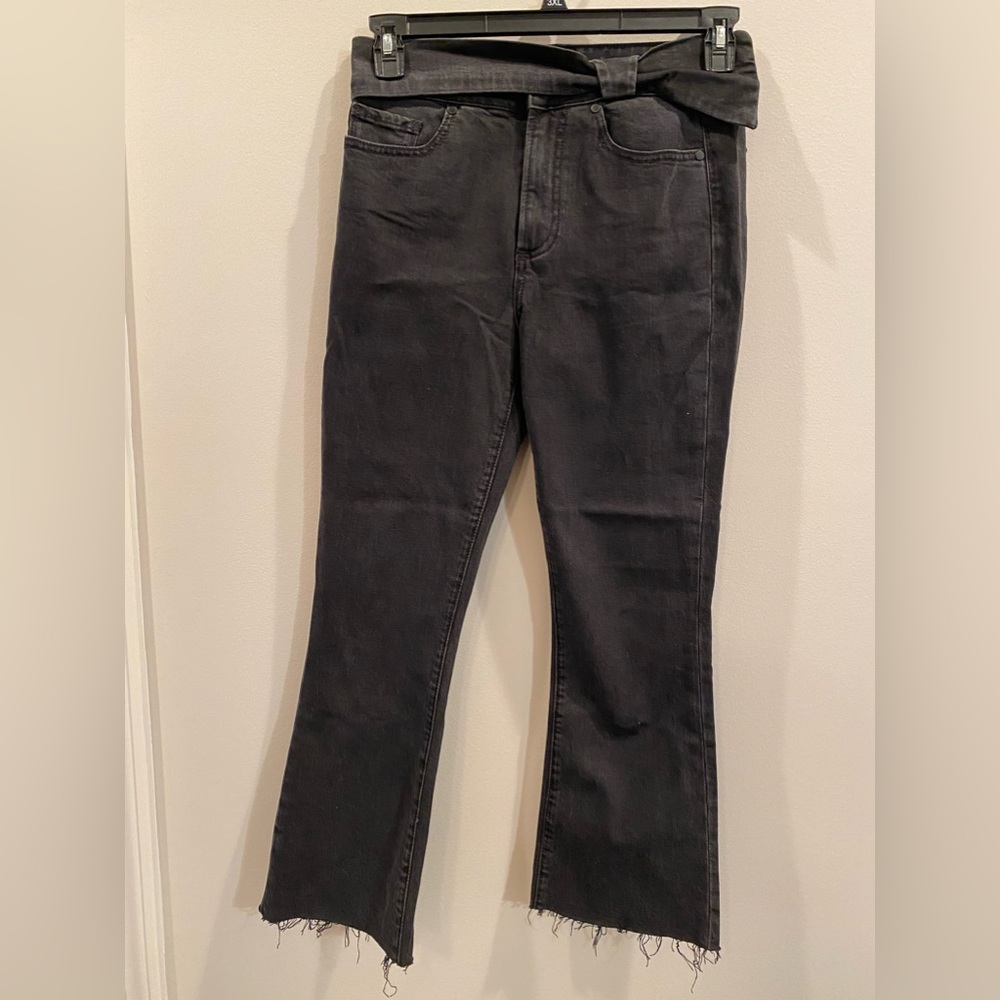 PAIGE Colette Crop Flare Stretch Denim Jeans 27 Black Gray Women’s